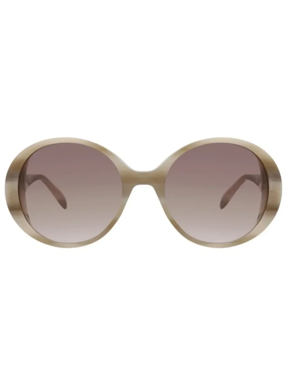 New Alexander McQueen Women's Sunglasses Round Oval Acetate Frame Ivory Ivory